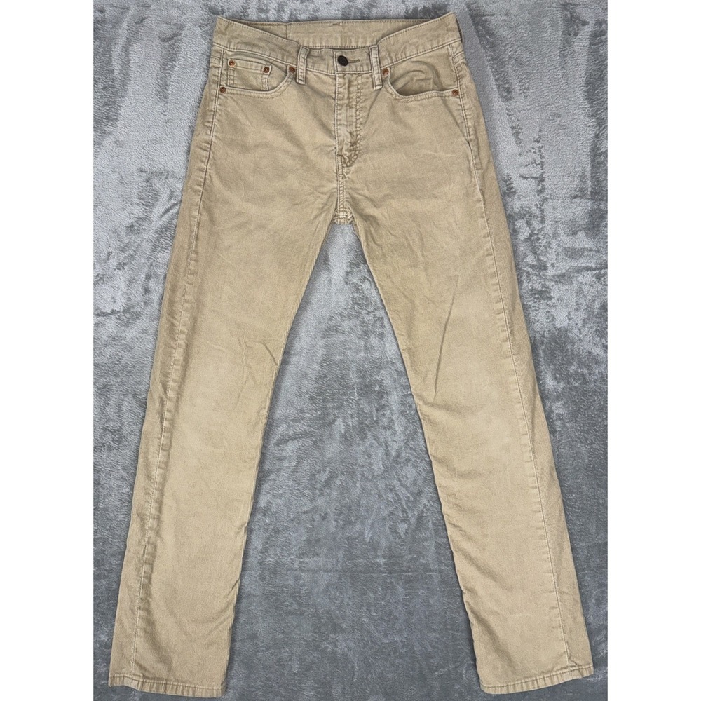 Levis 513 Pants Mens 29x32 Tan Corduroy Slim Straight Stretch